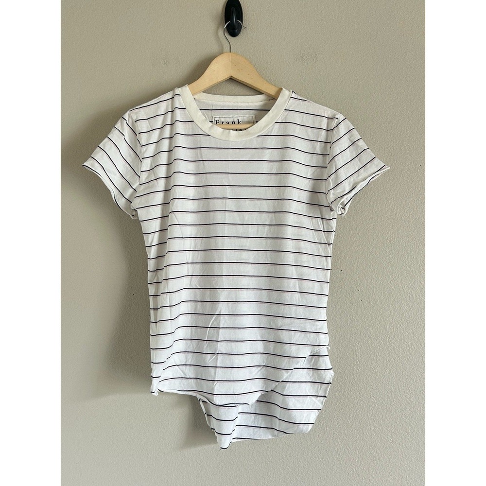 Frank & Eileen Tee Lab Theo Perfect Tee in Navy & Pink Striped Size S NWOT C-12